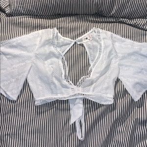 Cute bell sleeve crop top